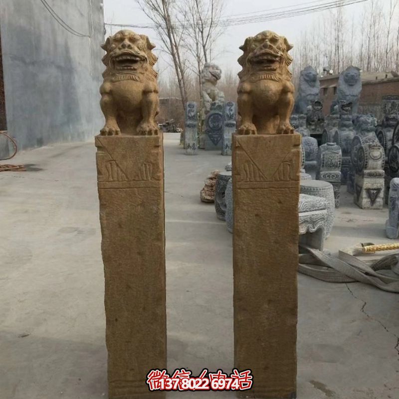 砂巖拴馬柱擺件，為你的寺廟門口增添優(yōu)雅氣息