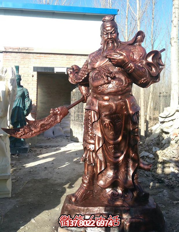 玻璃鋼仿銅景觀關(guān)公雕塑，大型戶外景區(qū)裝飾