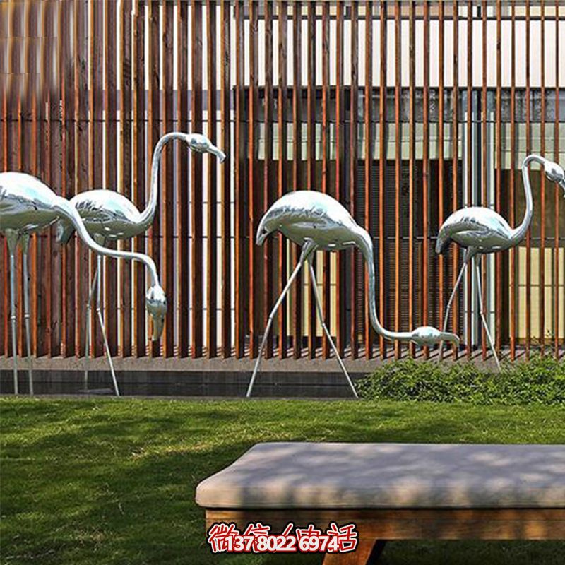 公園休閑裝飾，精美不銹鋼雕塑火烈鳥