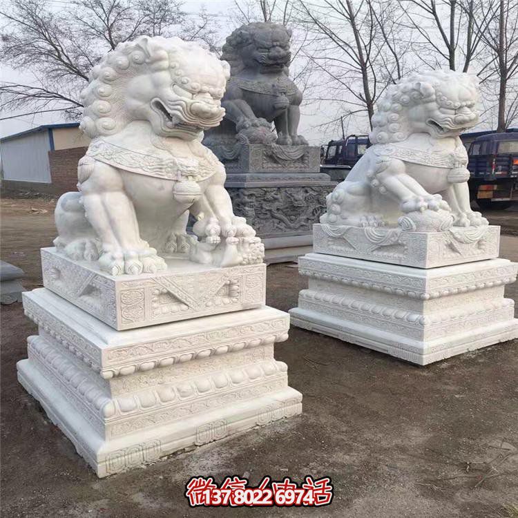 天然石材漢白玉獅子鎮(zhèn)宅招財(cái)別墅門(mén)口雕塑