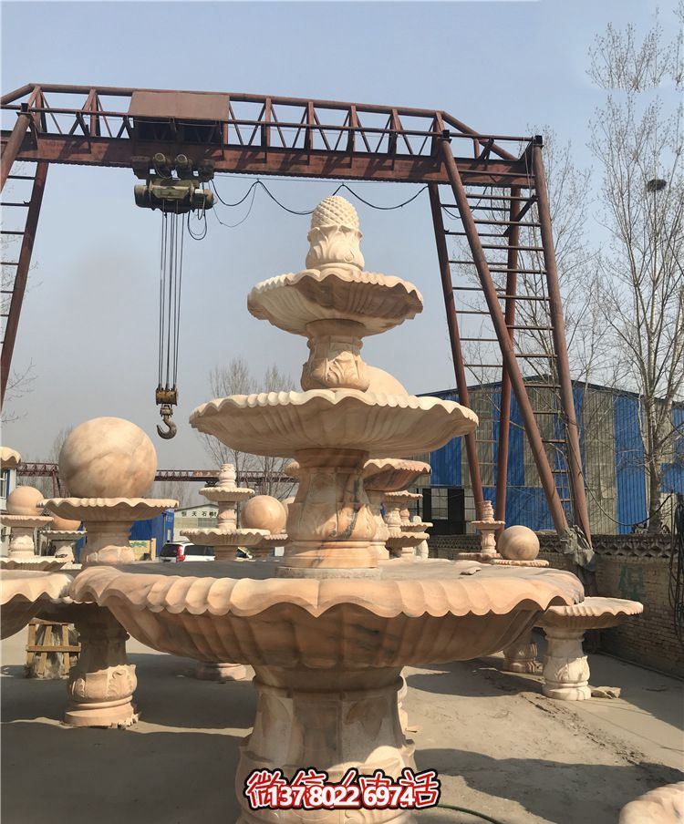 公司大理石多層風(fēng)水球噴泉雕塑