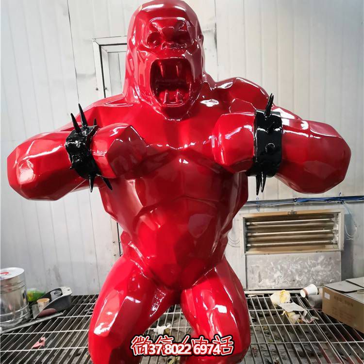 切面金剛動(dòng)物擺件玻璃鋼幾何大猩猩雕塑